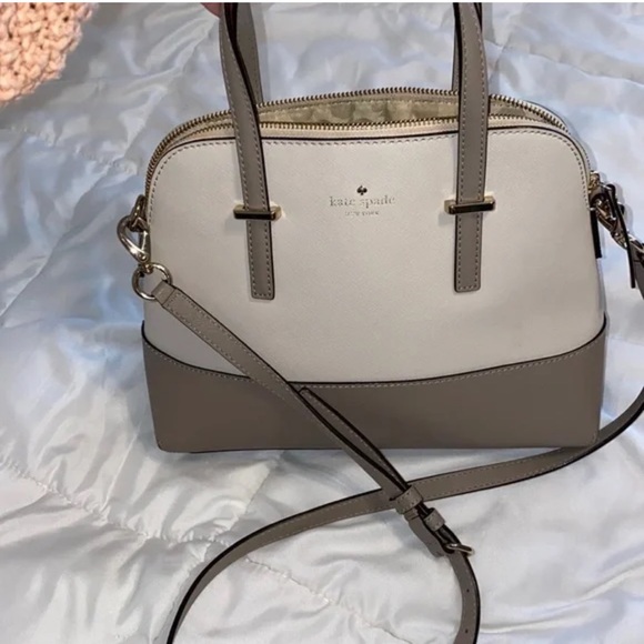 Kate Spade Leather Handbag/Satchel/Crossbody Cedar Street Maze Ivory Beige - Picture 14 of 15